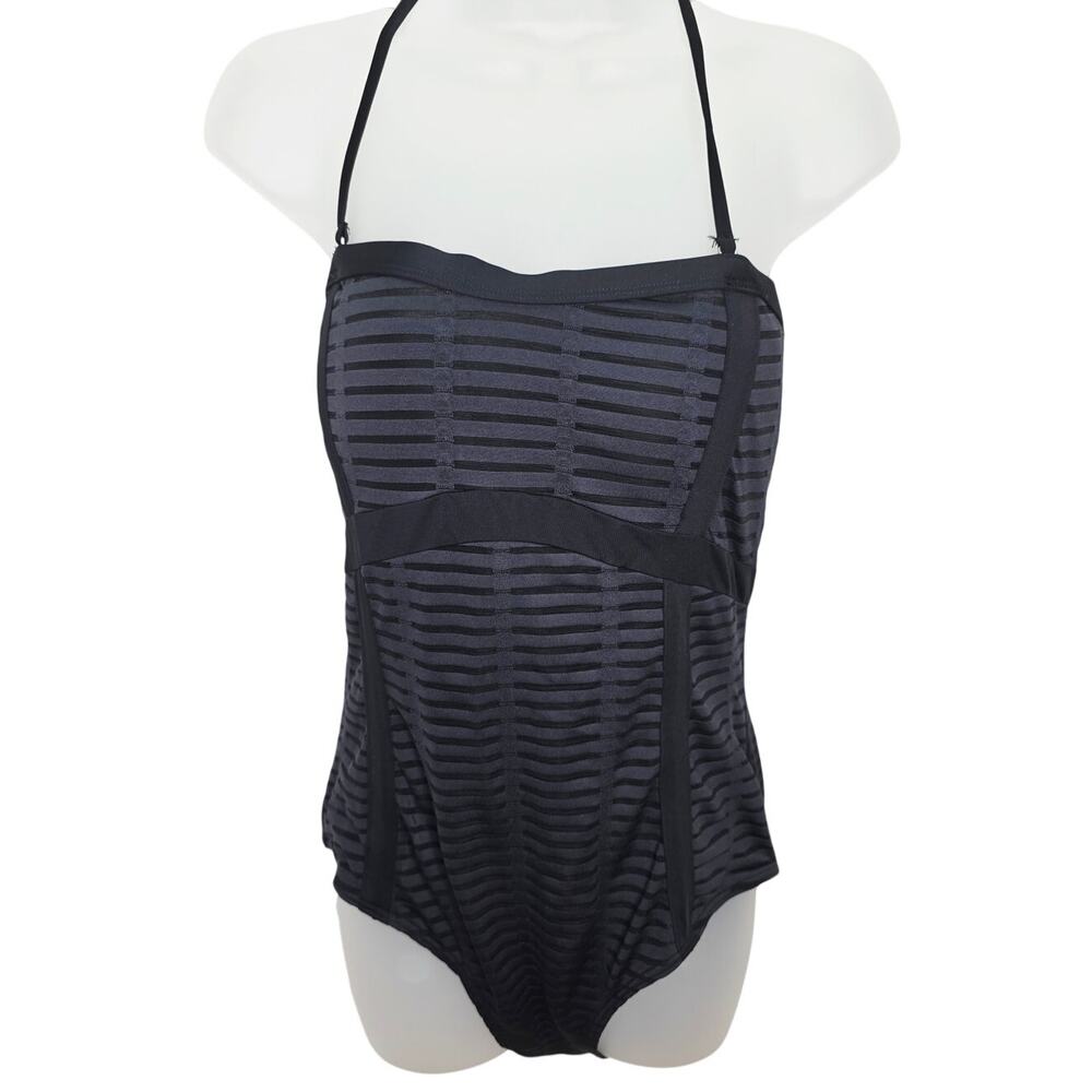 Bond-Eye Australia Black Strappy One Piece Swimsuit Cutout Open Back US 10 NWT